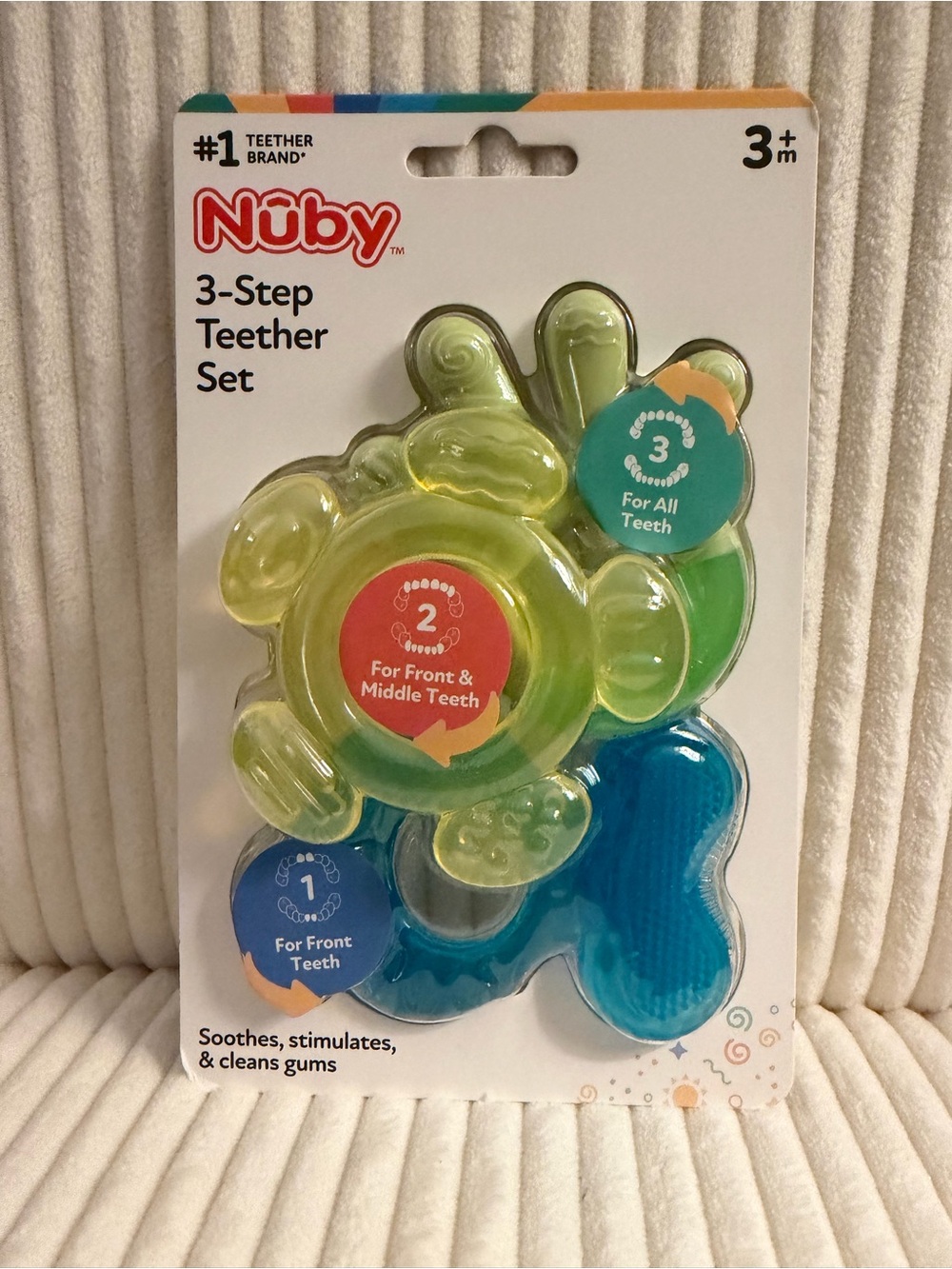 Nuby 3-Step Teether Set - Green & Blue